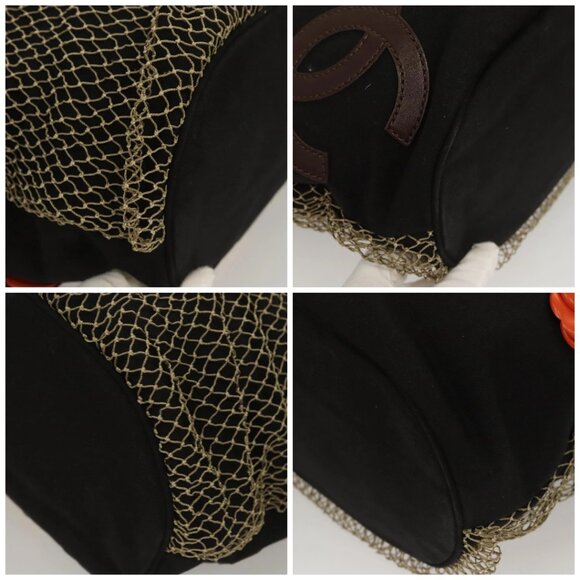 CHANEL COCO Mark Camelia Tote Bag Canvas Black Silver CC Auth BA1683 - Picture 16 of 16